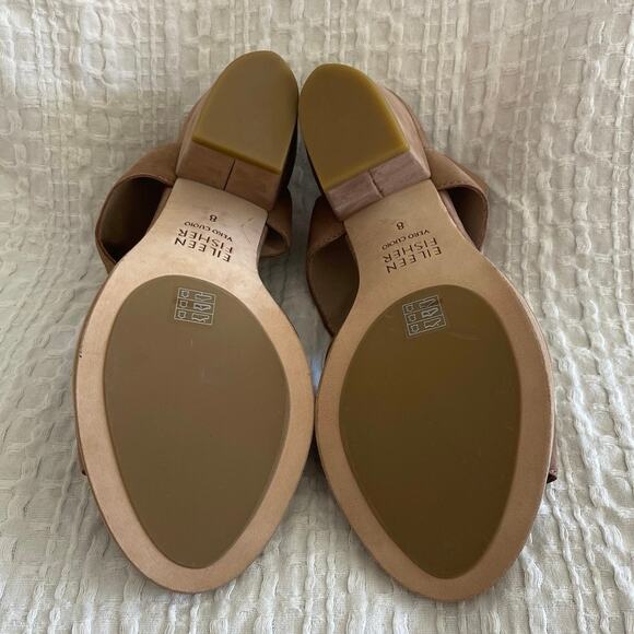 Eileen Fisher 8 Doe Nubuck Suede Block Heel Sandals EUC - Picture 5 of 8